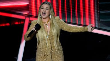 Host Kelly Clarkson performs at the Billboard Music Awards on Wednesday, Oct. 14, 2020, at the Dolby Theatre in Los Angeles. (AP Photo/Chris Pizzello)